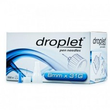 Голки для інсулінових шприц-ручок Droplet 8 мм х 31G, 100 шт.
