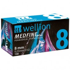 Універсальні голки Wellion MEDFINE plus для інсулінових шприц-ручок 8мм (31G x 0,25 мм)